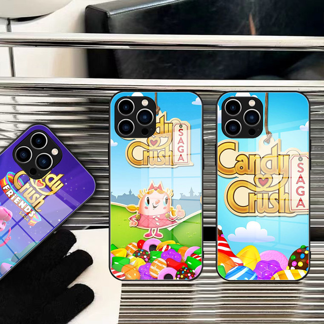 Cute Game Candy Crush Saga Phone Case For iPhone 14 13 12 11 XS X 8 7 6  Plus Mini Pro Max SE 2022 Black PC TPU Glass Phone Cover - AliExpress